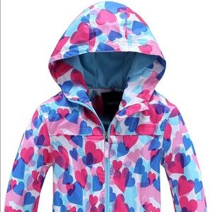 Girls, Outdoor. Heart-shaped, Fleece Lined, Light, Jacket with Hood